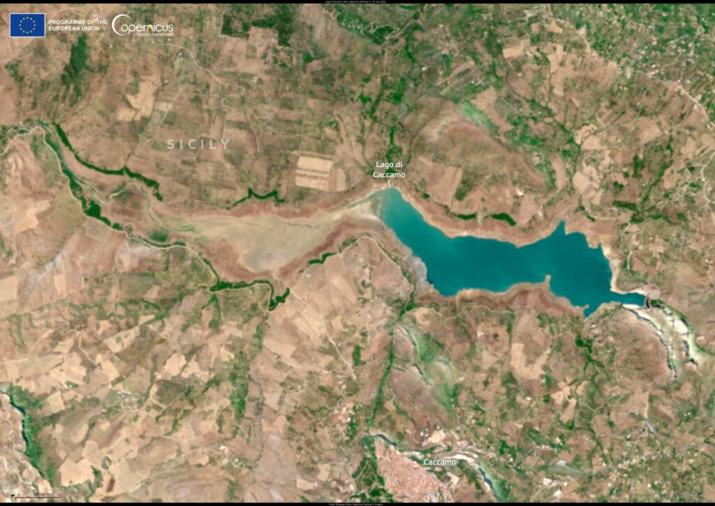 sicilia lago caccamo siccità sentinel 2 copernicus