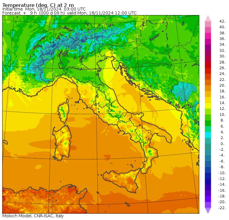 temperature massime 18 novembre