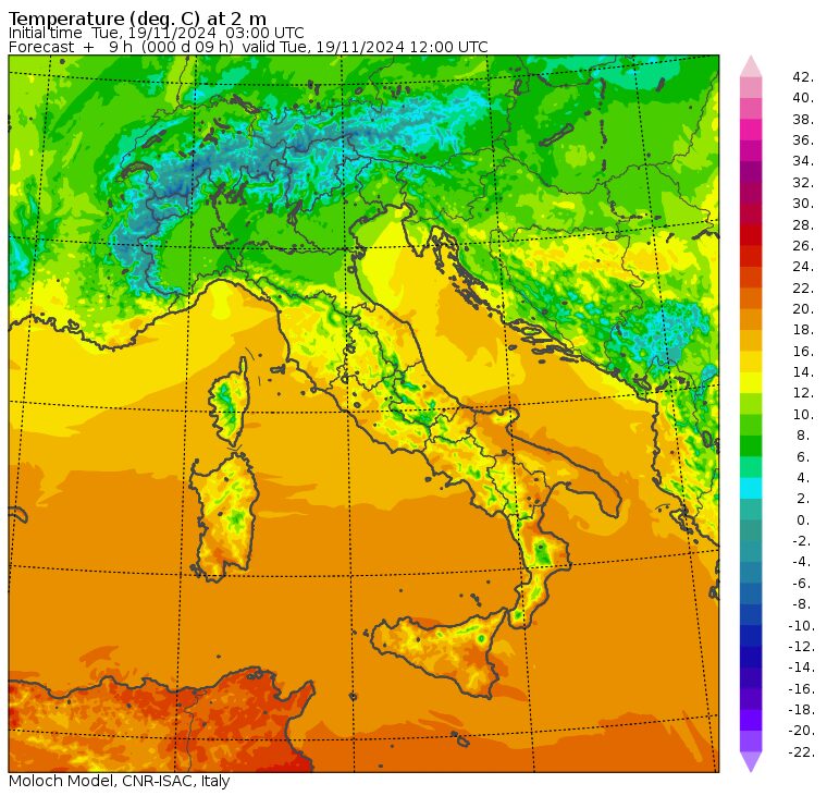 temperature massime 19 novembre