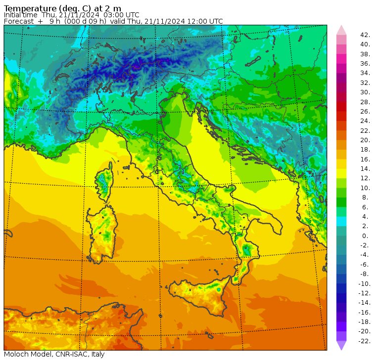 temperature massime 21 novembre
