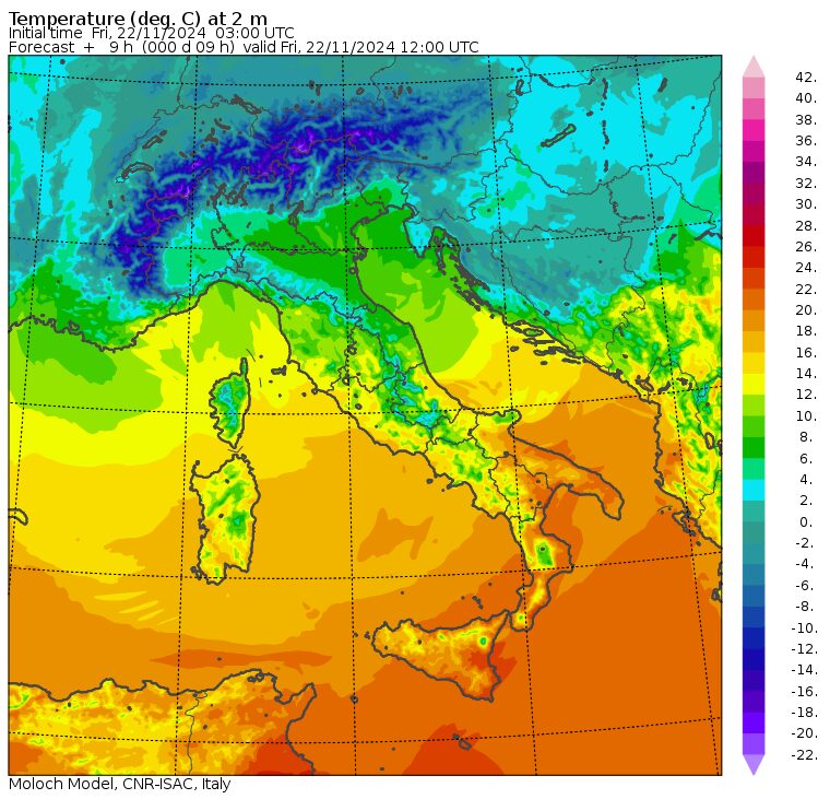 temperature massime 22 novembre