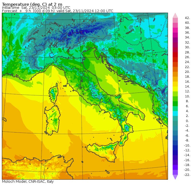 temperature massime 23 novembre
