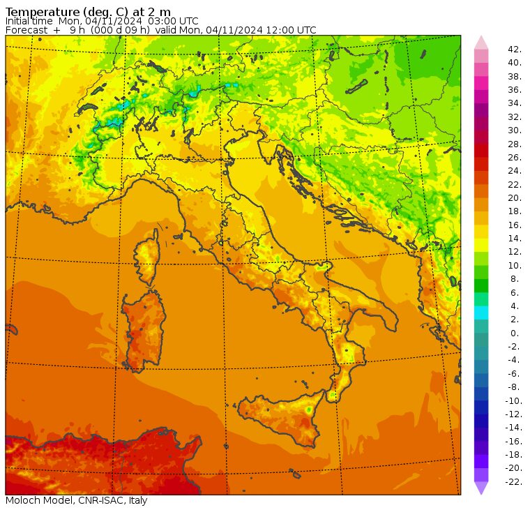temperature massime 4 novembre