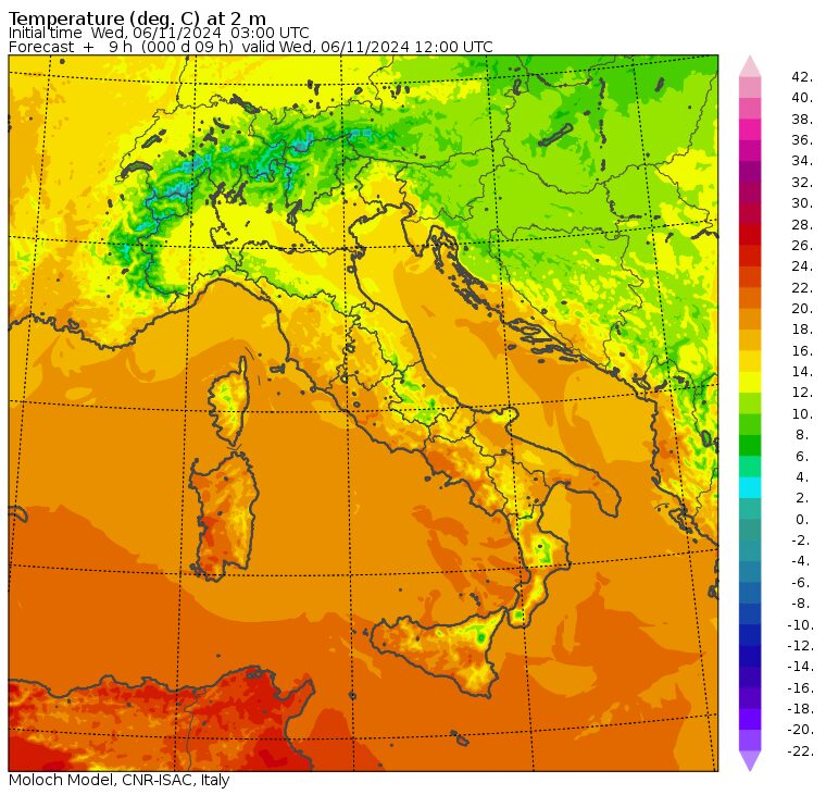 temperature massime 6 novembre