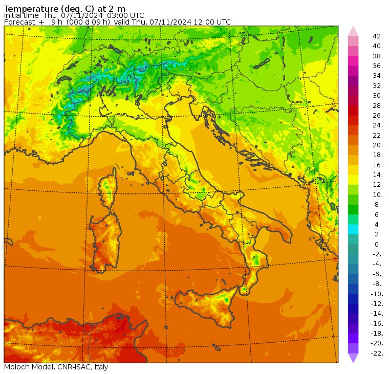 temperature massime 7 novembre