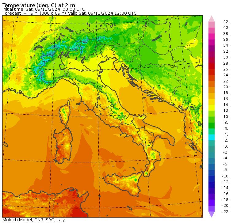 temperature massime 9 novembre