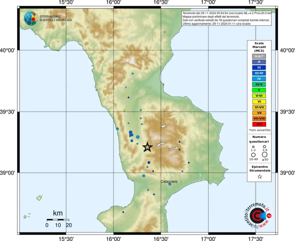 terremoto oggi calabria cosenza