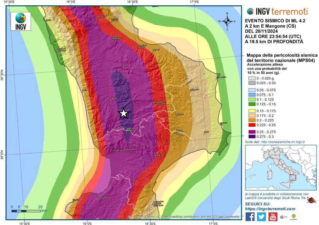 terremoto oggi calabria cosenza