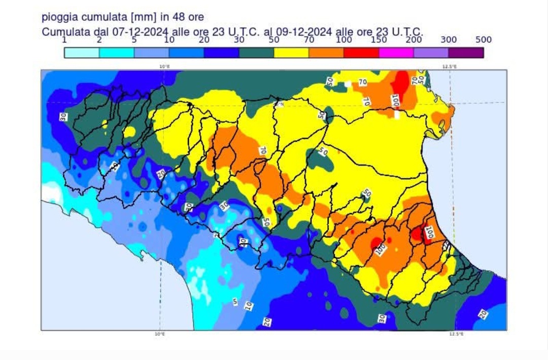 Piogge ultime 48 ore in Emilia Romagna