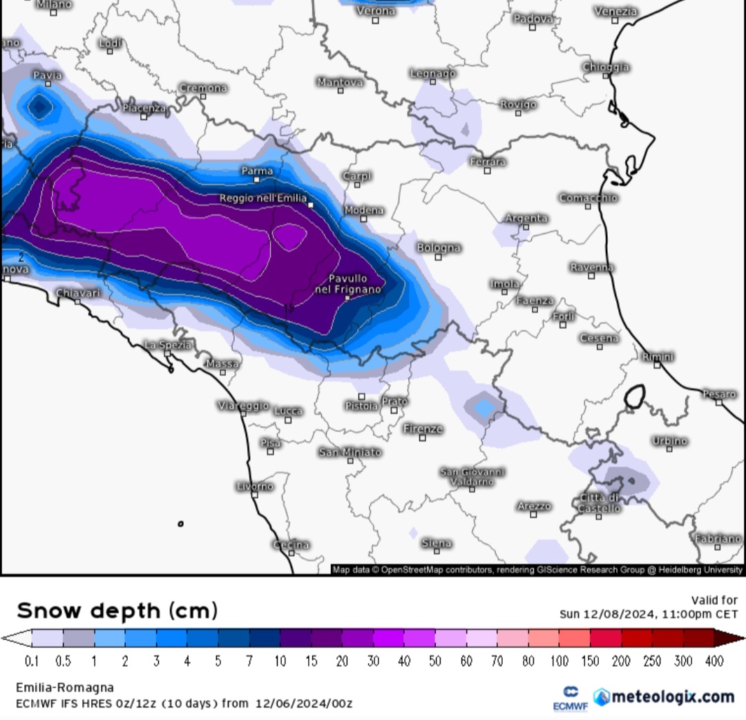 Neve Emilia Romagna 8 dicembre