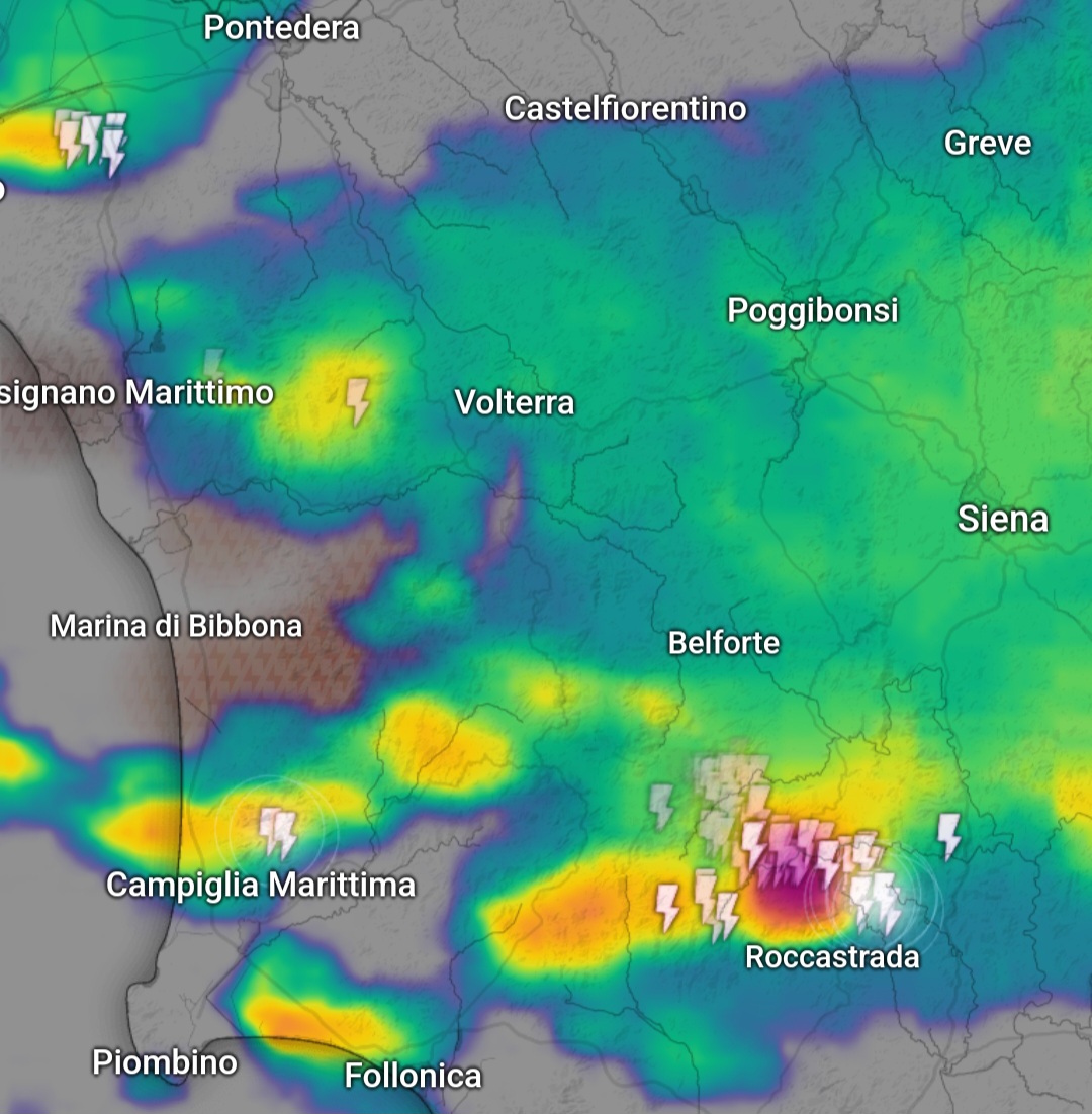 Temporali e grandinate Toscana