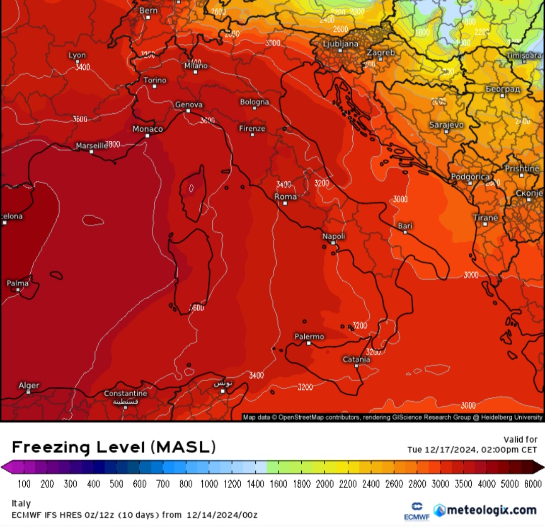 Zero termico prossima settimana