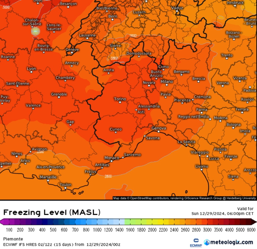 Zero termico sulle Alpi piemontesi