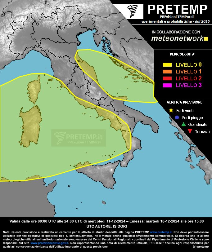allerta meteo oggi 11 dicembre 2024