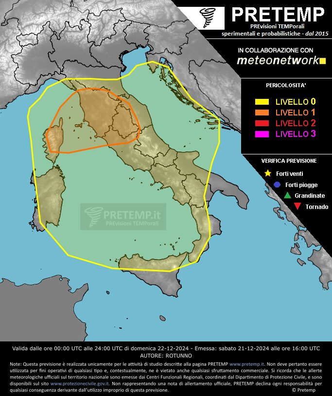 allerta meteo oggi domenica 22 dicembre 2024