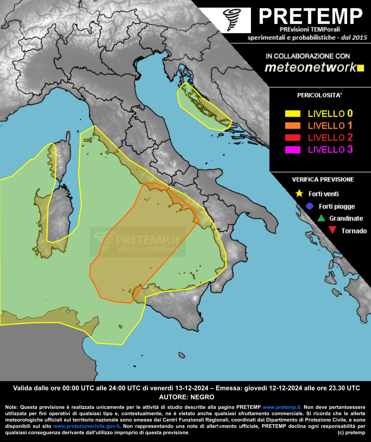 allerta meteo oggi venerdì 13 dicembre 2024
