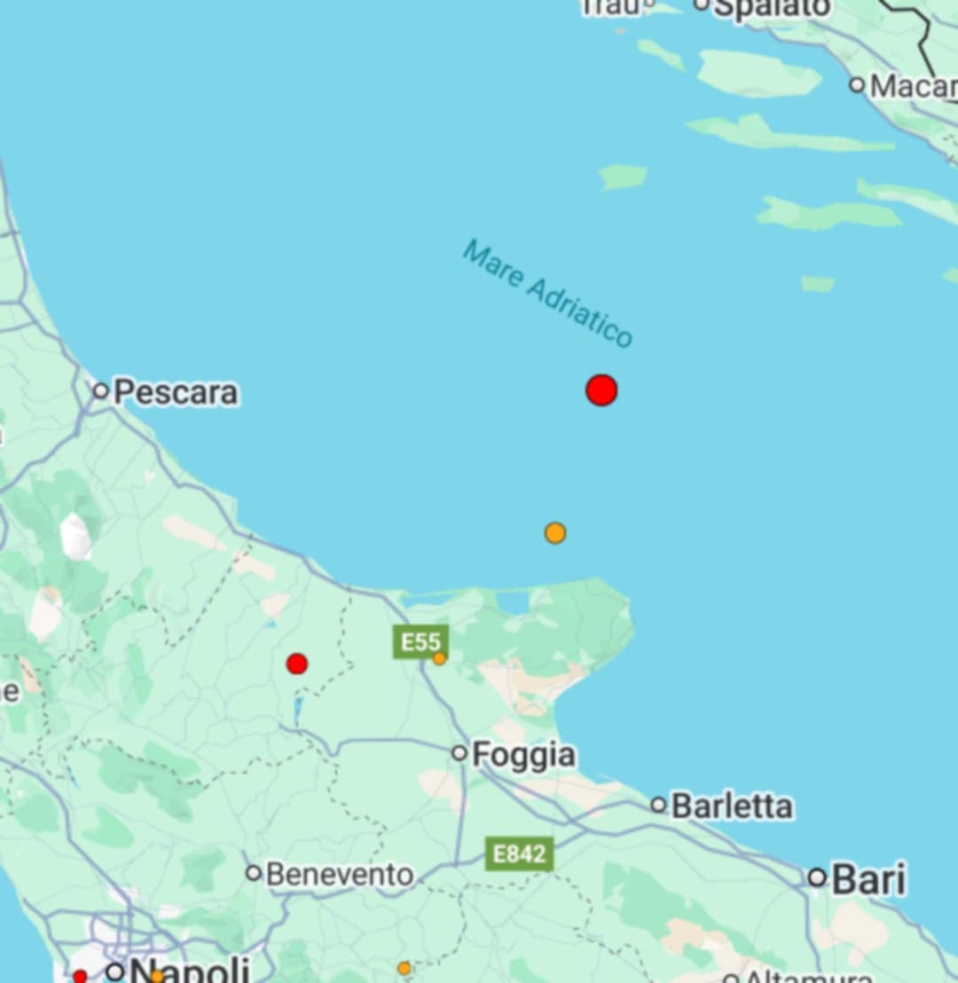 Terremoto al largo della Puglia: scossa avvertita tra Pescara e Foggia | DATI e MAPPE