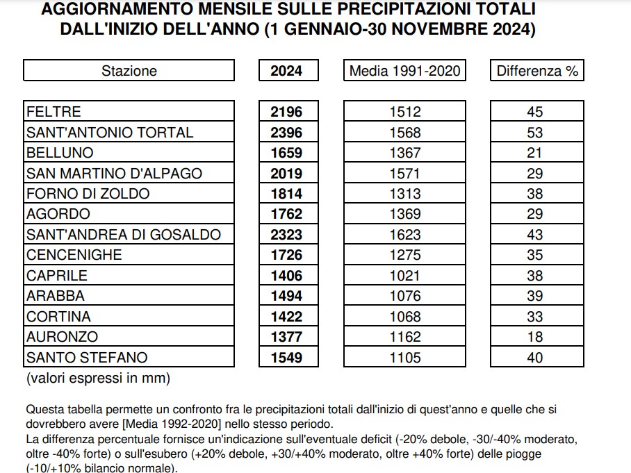 piogge belluno novembre 2024
