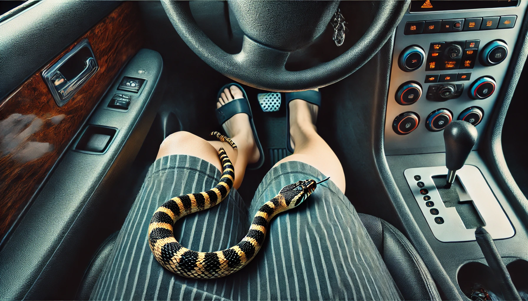 Sente qualcosa che striscia sulla gamba mentre guida, era un serpente tigre