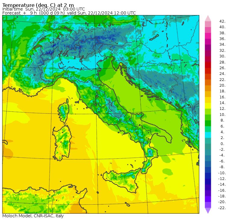 temperature massime 22 dicembre