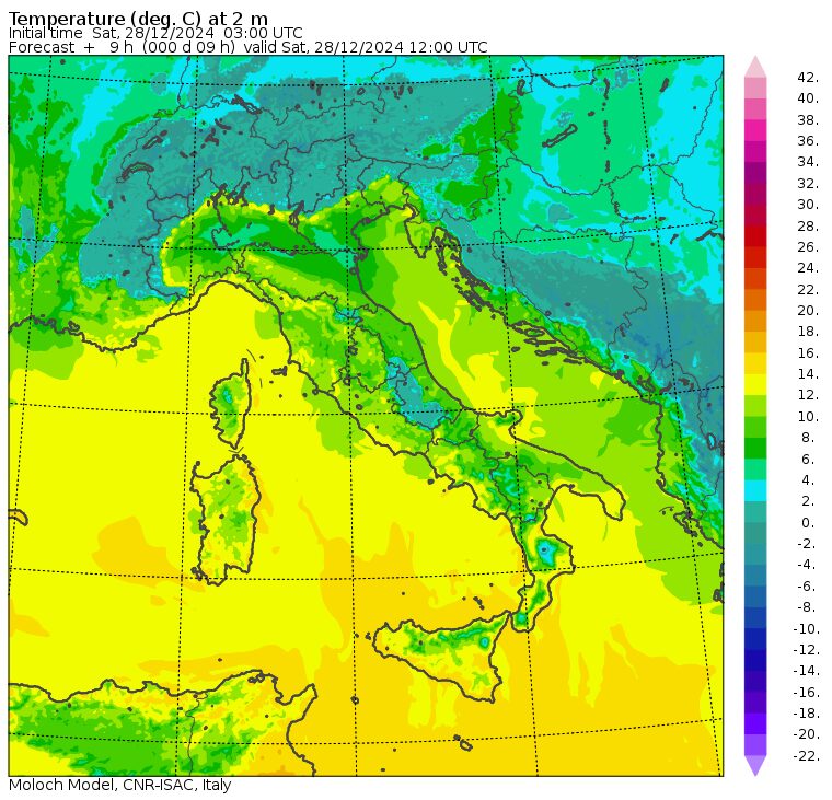 temperature massime 28 dicembre