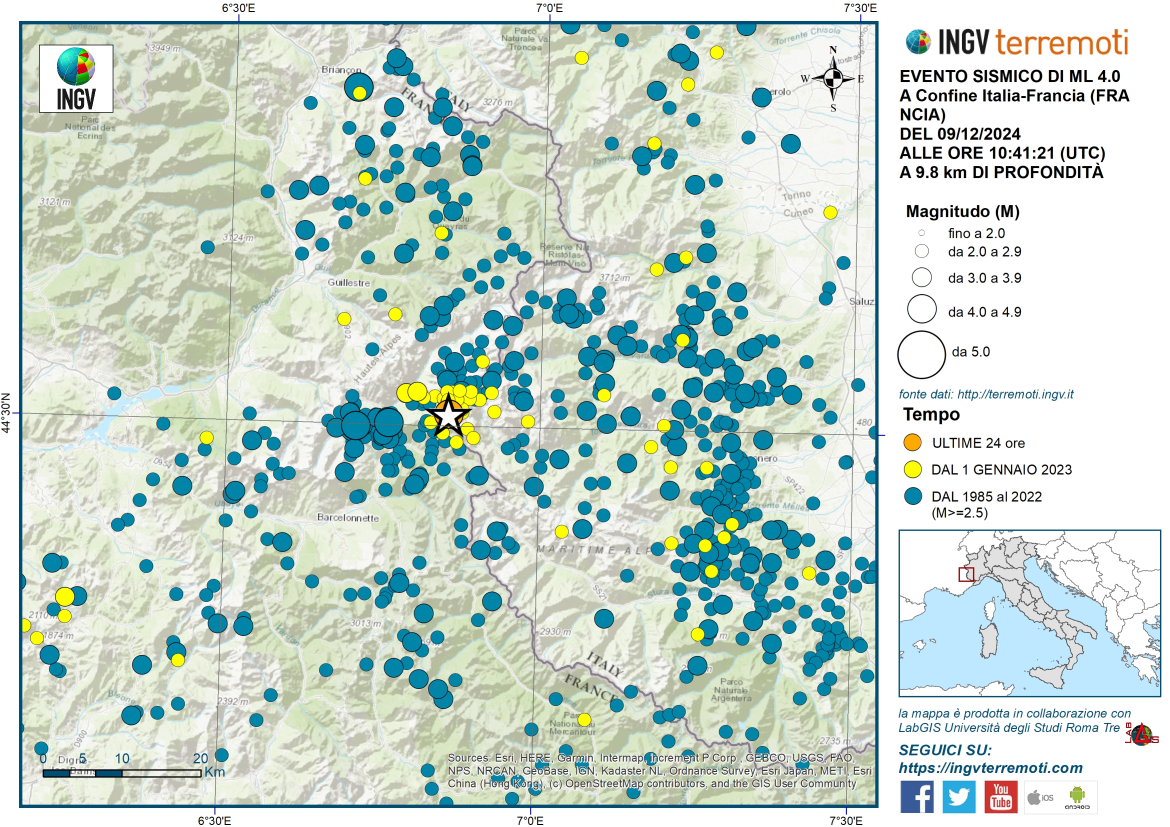terremoto oggi piemonte mappa strumentale