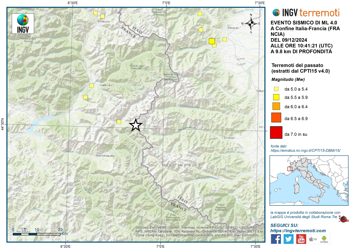 terremoto piemonte mappa storica