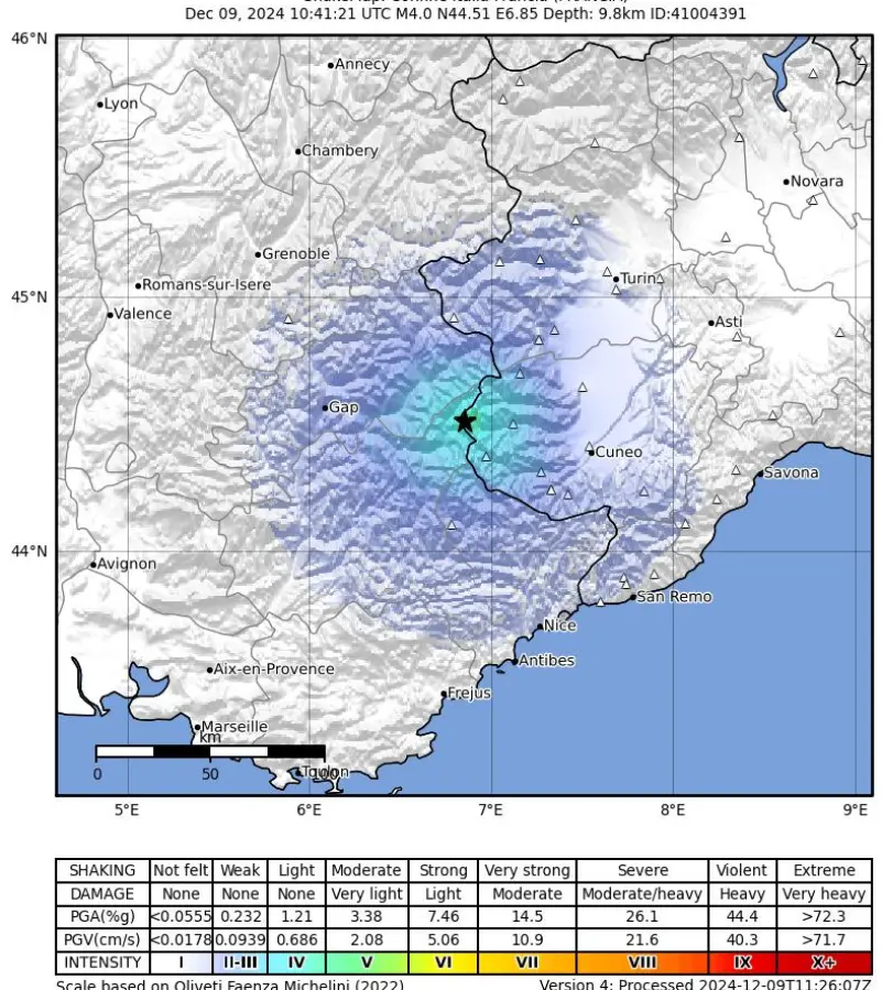 terremoto piemonte scuotimento