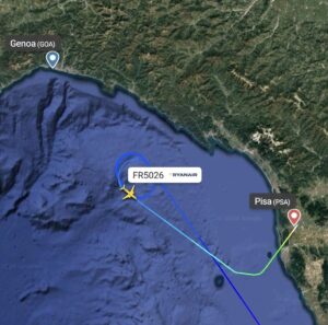 volo catania-genova dirottato vento