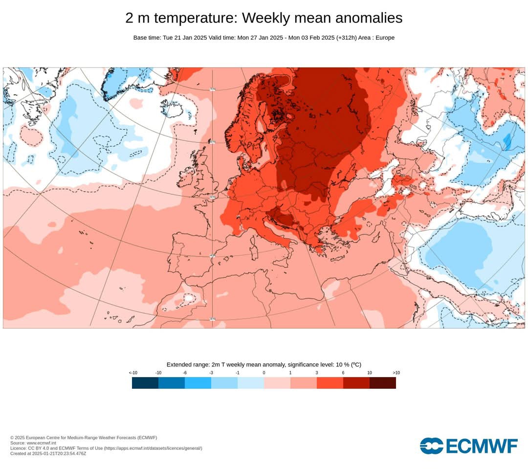 Anomalie di temperatura in Europa