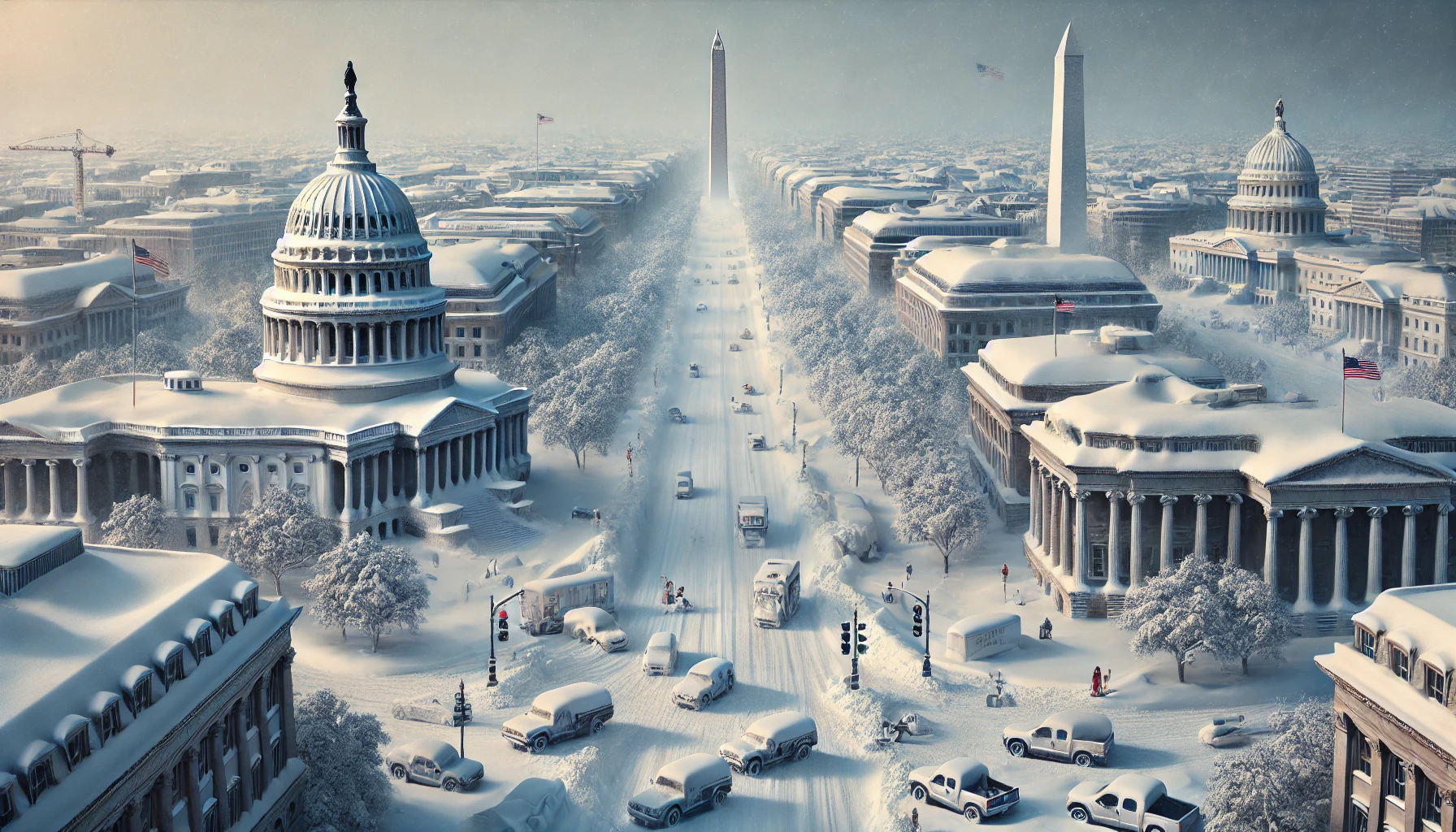 Washington sotto la neve: dichiarata l’emergenza gelo alla vigilia del giuramento di Trump