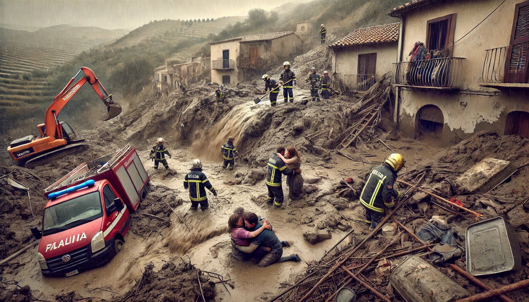 Frana a Collesano, famiglia intrappolata nel fango: intervento dei Vigili del Fuoco