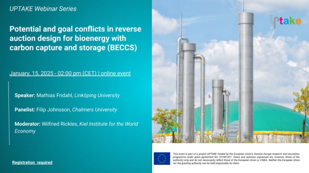 Webinar sulle ricerche più recenti sulla rimozione di anidride carbonica (CDR): prossimi appuntamenti e focus sul BECCS