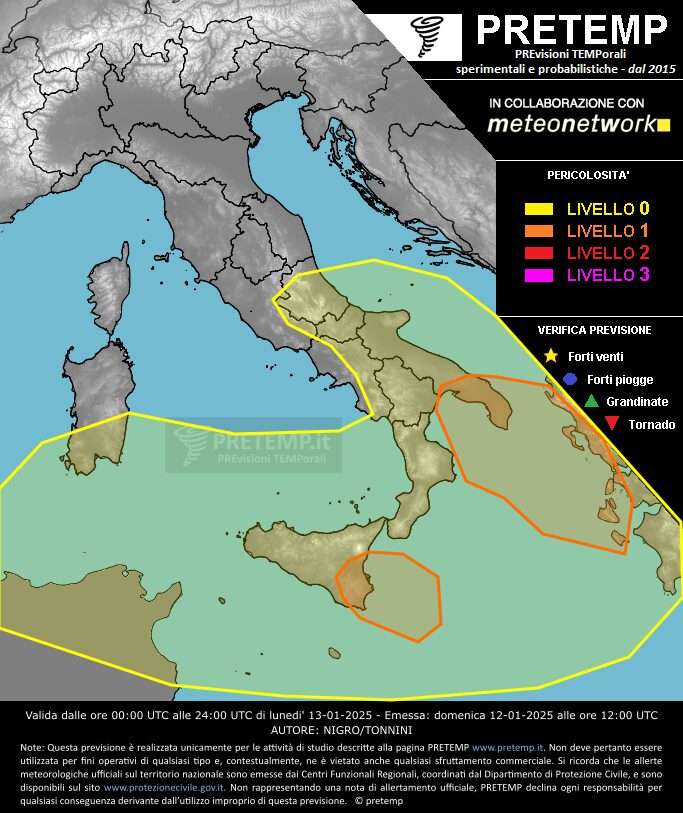 allerta meteo 13 gennaio
