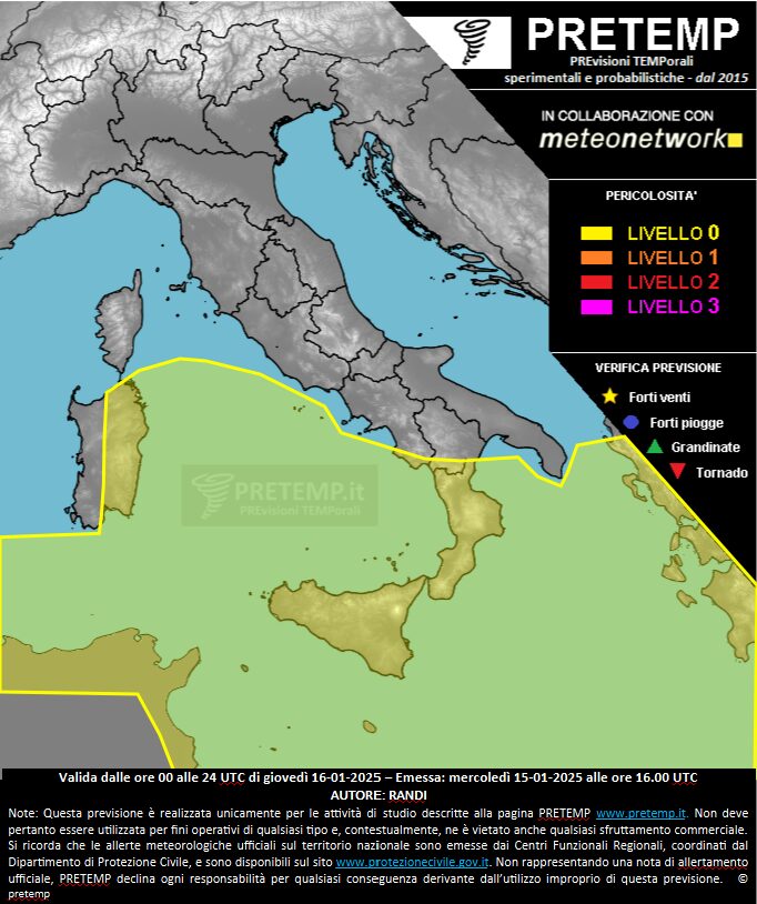allerta meteo 16 gennaio