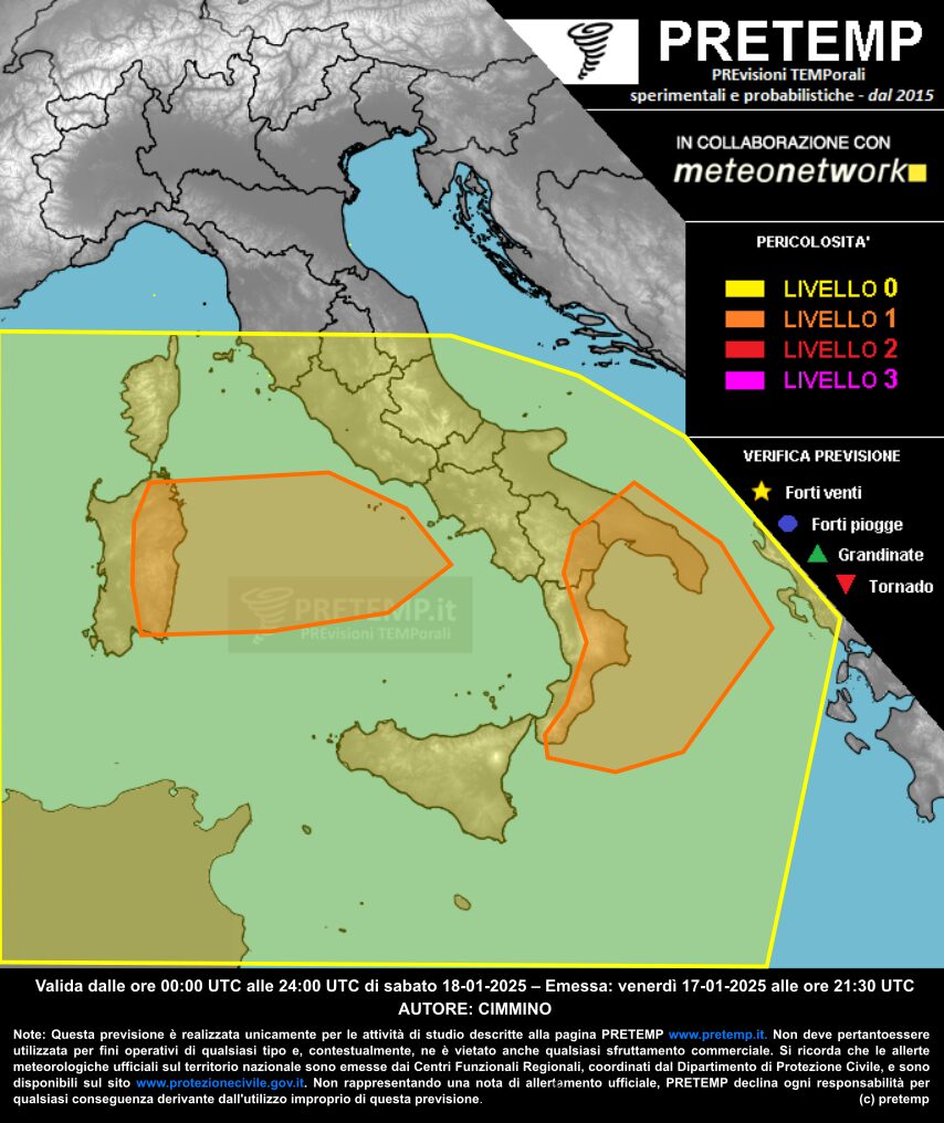 allerta meteo 18 gennaio