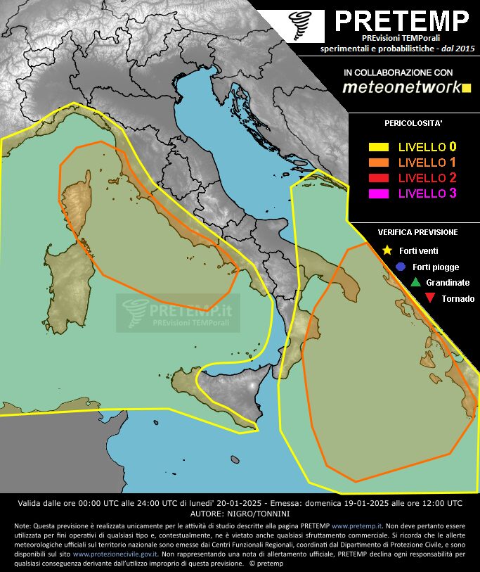 allerta meteo 20 gennaio