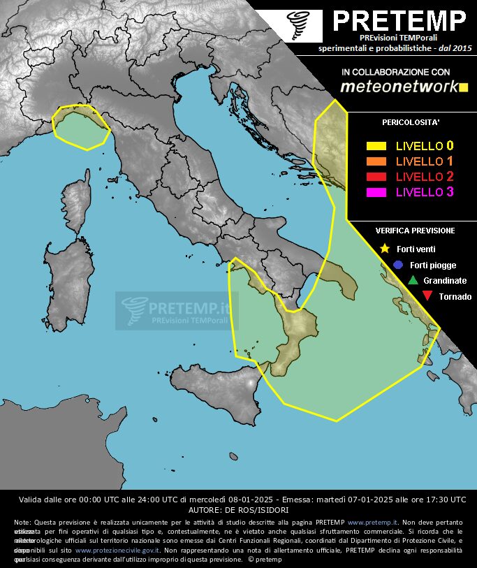 allerta meteo 8 gennaio