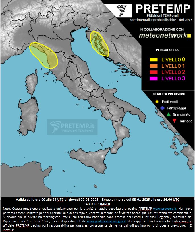 allerta meteo 9 gennaio