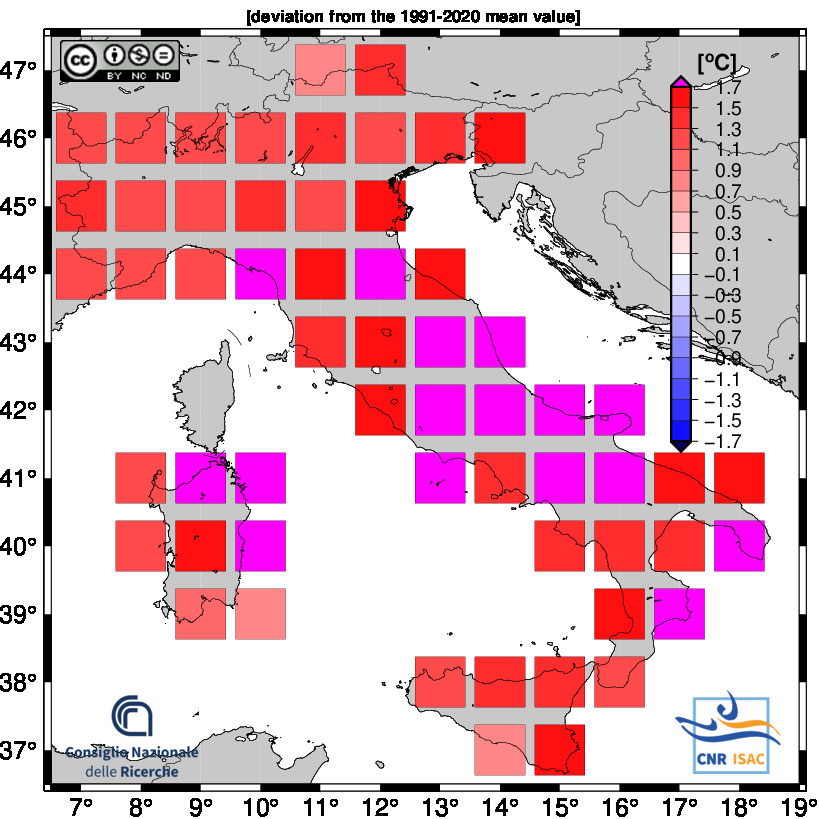 anomalie anno 2024 temperature italia
