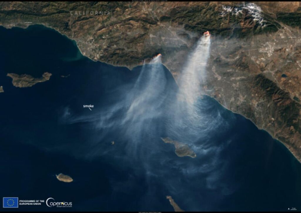 immagini satellitari incendi los angeles