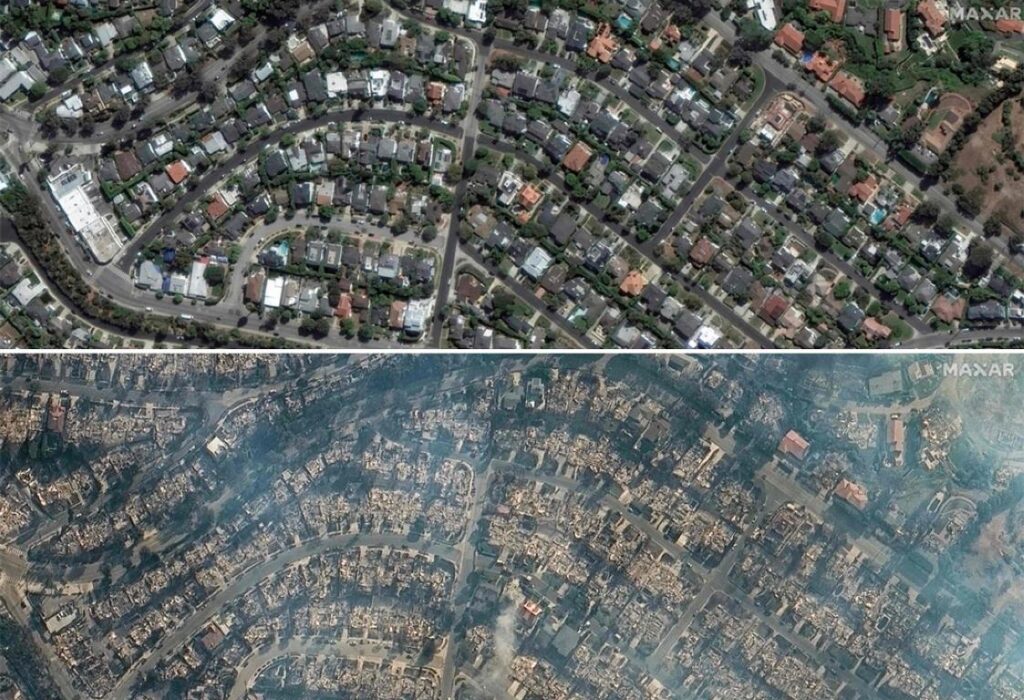immagini satellitari incendi los angeles