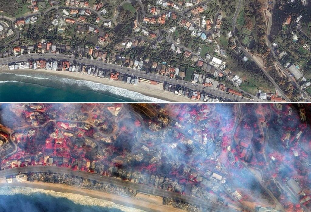 immagini satellitari incendi los angeles