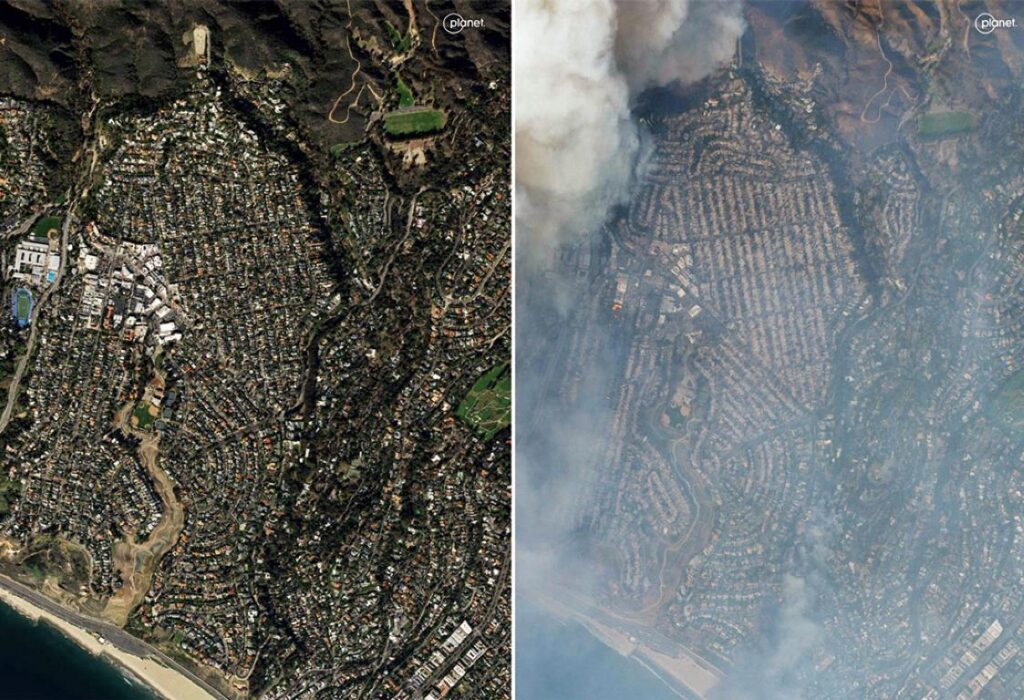 immagini satellitari incendi los angeles