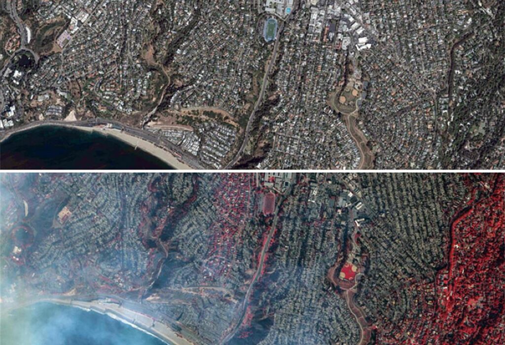 immagini satellitari incendi los angeles