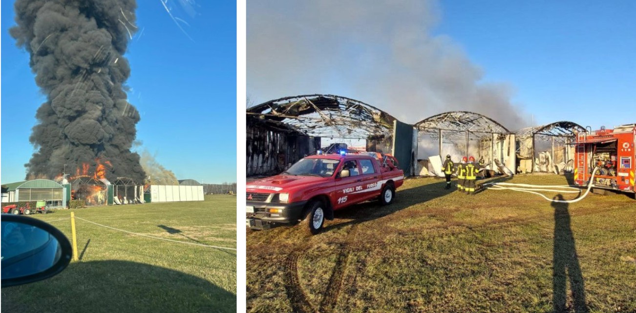 Incendio al campo volo di Cogliate: distrutti deposito e aerei | FOTO