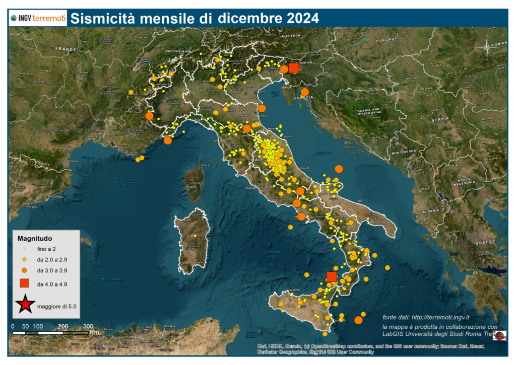 mappa sismicità dicembre 2024