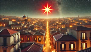 stella rossa dorata luminosa dopo tramonto est