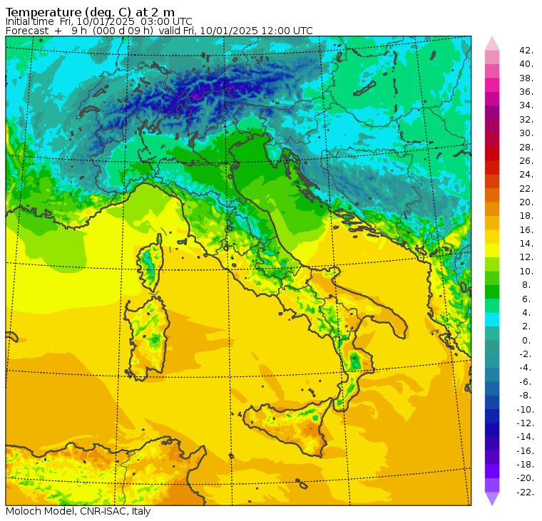 temperature massime 10 gennaio