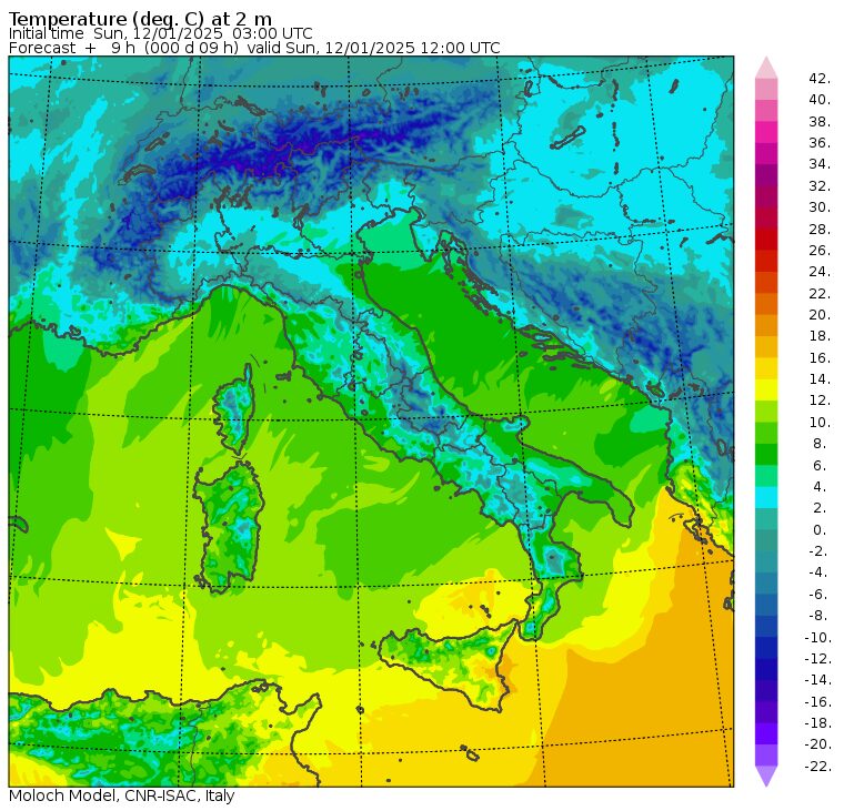 temperature massime 12 gennaio